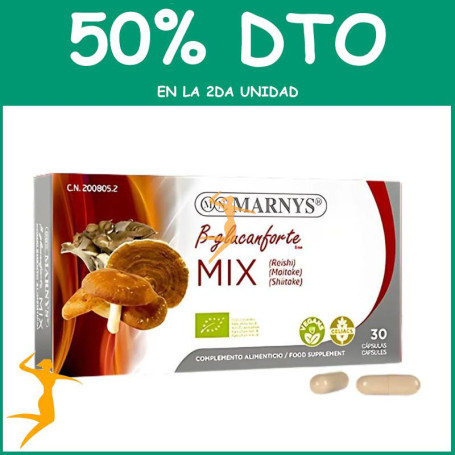 MIX SHITAKE, REISHI Y MAITAKE 30 CÁPSULAS VEGETALES MARNYS OFERTA 2 UD