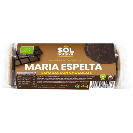 GALLETAS MARÍA ESPELTA BAÑADAS DE CHOCOLATE BIO 245G SOL NATURAL