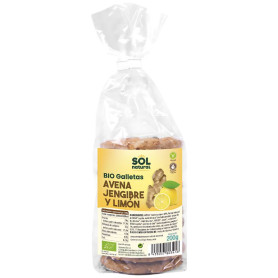 GALLETAS DE AVENA CON JENGIBRE Y LIMÓN BIO 200G SOL NATURAL