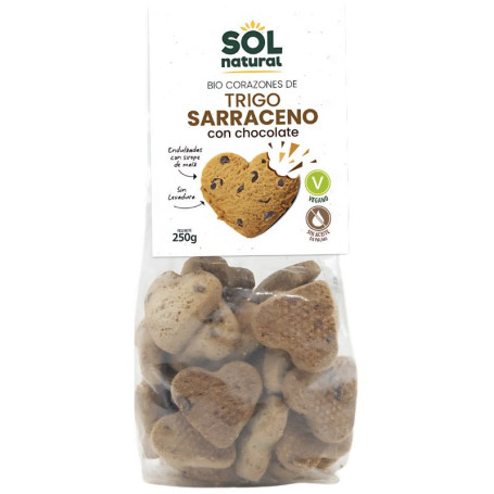CORAZONES T. SARRACENO CHOCO Y SIROPE MAÍZ BIO 250G SOL NATURAL
