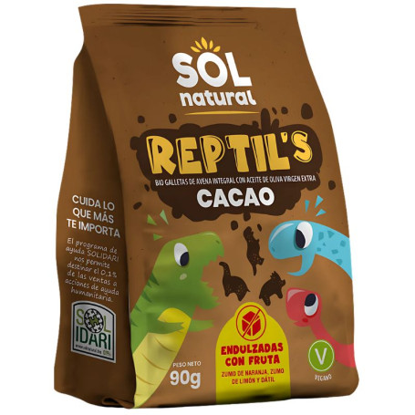 REPTIL´S CACAO GALLETAS DE AVENA Y FRUTA BIO 90G SOL NATURAL