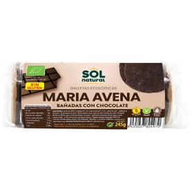 GALLETAS MARÍA AVENA S/G BAÑADAS CON CHOCO BIO 245G SOL NATURAL