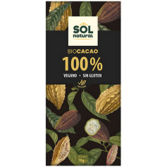 TABLETA DE CACAO PURO 100% BIO 70G SOL NATURAL