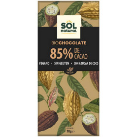 TABLETA CHOCOLATE DARK 85% BIO 70G SOL NATURAL