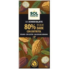 TABLETA CHOCOLATE 80% CON ERITRITOL BIO 70G SOL NATURAL