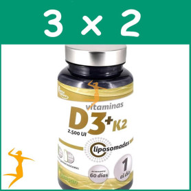 Pack 3x2 D3 + K2 LIPOSOMADAS 2.500UI 60 CAPSULAS PINISAN