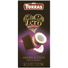 ZERO CHOCOLATE NEGRO CON COCO 125G TORRAS