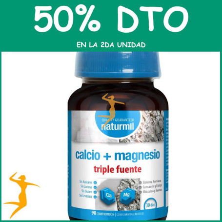 CALCIO + MAGNESIO TRIPLE FUENTE 90 COMPRIMIDOS NATURMIL OFERTA 2 UD