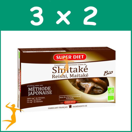 Pack 3x2 SHIITAKE MAITAKE REISHI BIO 20 AMPOLLAS SUPERDIET