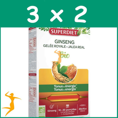 Pack 3x2 GINSENG JALEA REAL BIO 20 AMPOLLAS SUPERDIET