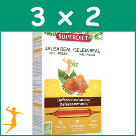 Pack 3x2 JALEA REAL MIEL + POLEN BIO 1500MG 20 AMPOLLAS SUPERDIET