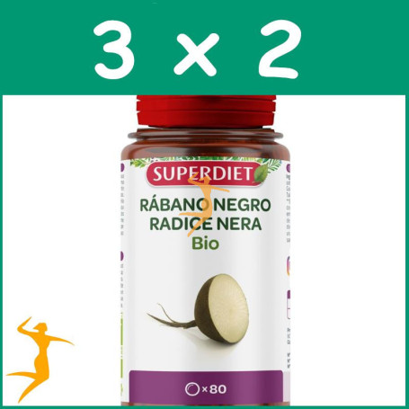 Pack 3x2 RÁBANO NEGRO BIO 80 COMPRIMIDOS SUPERDIET