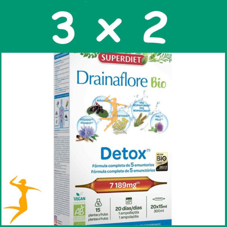 Pack 3x2 DRAINAFLORE BIO 20 AMPOLLAS SUPERDIET