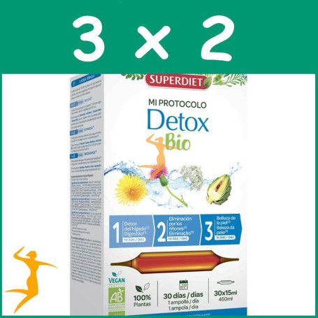 Pack 3x2 PROTOCOLO DETOX BIO 3 FASES X 10 AMPOLLAS SUPERDIET
