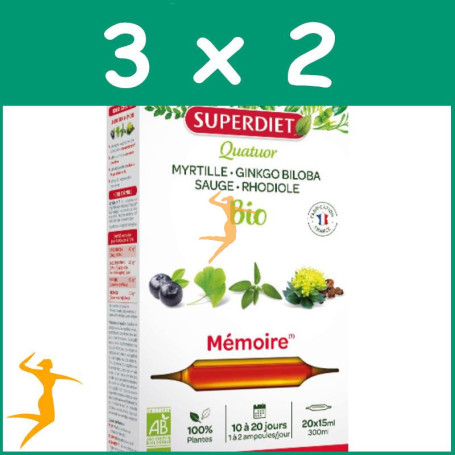 Pack 3x2 CUARTETO MEMORIA BIO 20 AMPOLLAS SUPERDIET