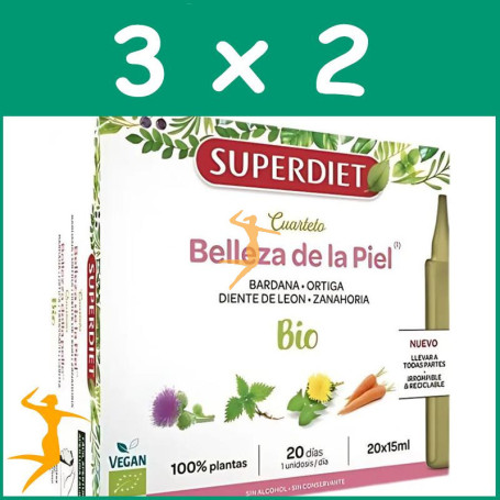 Pack 3x2 CUARTETO BELLEZA DE LA PIEL BIO 20 AMPOLLAS SUPERDIET