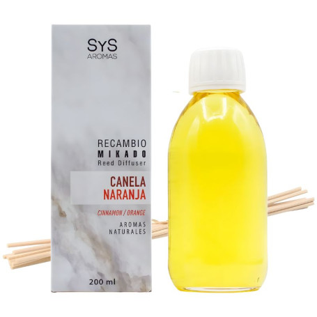 RECAMBIO MIKADO CANELA-NARANJA 200ML+PALOS SYS