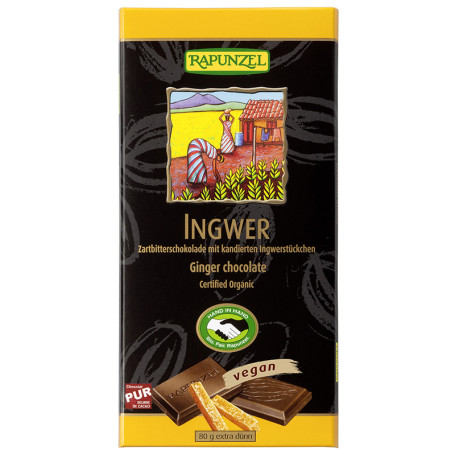 TABLETA DE CHOCOLATE CON JENGIBRE 80Gr. RAPUNZEL