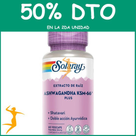 ASHWAGANDHA KSM-66 PLUS 60 CÁPSULAS VEGETALES SOLARAY OFERTA 2 UD