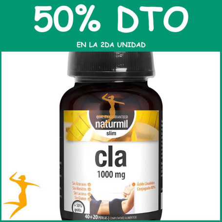 CLA SLIM 1000MG 40+20 PERLAS NATURMIL OFERTA 2 UD