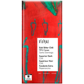 CHOCOLATE NEGRO 70% SANTO DOMINGO CON GUINDILLA BIO 80G VIVANI