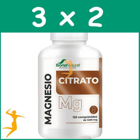 Pack 3x2 CITRATO DE MAGNESIO 120 COMPRIMIDOS SORIA NATURAL