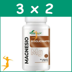Pack 3x2 BISGLICINATO DE MAGNESIO 60 CAPSULAS SORIA NATURAL