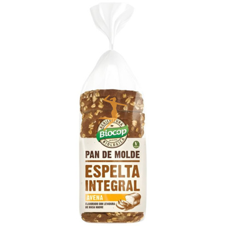 PAN DE MOLDE ESPELTA INTEGRAL Y AVENA CON MASA MADRE 400G BIOCOP