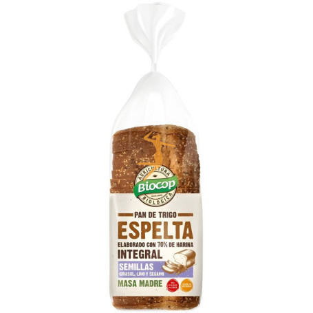 PAN MOLDE ESPELTA INTEGRAL Y SEMILLAS CON MASA MADRE 400G BIOCOP