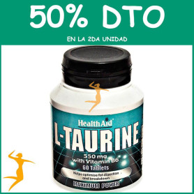 L-TAURINA 550Mg. CON VITAMINA B6 HEALTH AID OFERTA 2 UD