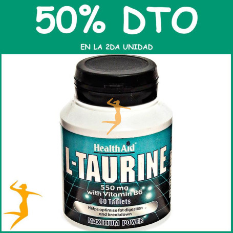 L-TAURINA 550Mg. CON VITAMINA B6 HEALTH AID OFERTA 2 UD