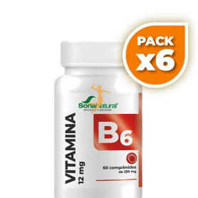 Pack 6x VITAMINA B6 LIBERACIÓN SOSTENIDA 60 COMPRIMIDOS SORIA NATURAL