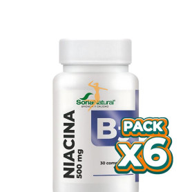Pack 6x VITAMINA B3 LIBERACIÓN SOSTENIDA 30 COMPRIMIDOS SORIA NATURAL