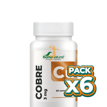 Pack 6x COBRE LIBERACIÓN SOSTENIDA 60 COMPRIMIDOS SORIA NATURAL