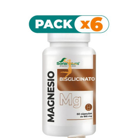 Pack 6x BISGLICINATO DE MAGNESIO 60 CAPSULAS SORIA NATURAL