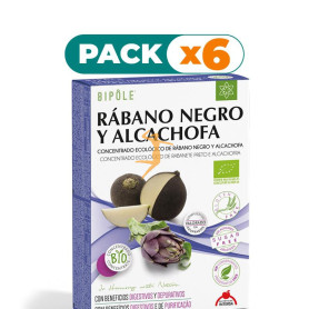 Pack 6x RÁBANO NEGRO Y ALCACHOFA BIO 20 AMPOLLAS INTERSA