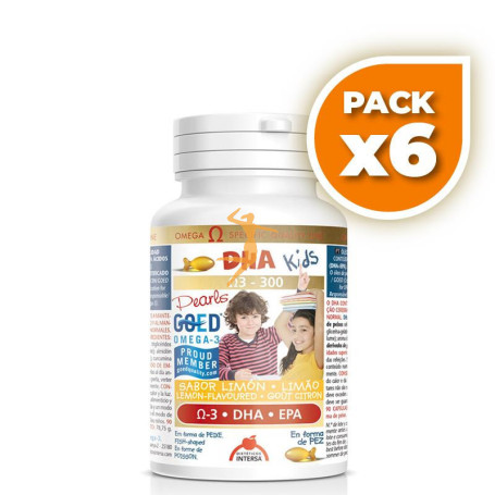 Pack 6x DHA KIDS 90 PERLAS MASTICABLES INTERSA