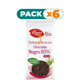 Pack 6x TORTAS ARROZ CHOCOLATE NEGRO BIO (6 UNIDADES) 100Gr. EL GRANERO