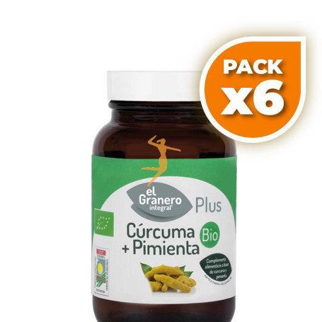 Pack 6x CÚRCUMA + PIMIENTA BIO 60 CÁPSULAS VEGETALES EL GRANERO
