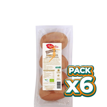 Pack 6x PANECILLOS CON TRIGO SARRACENO SIN GLUTEN BIO 4UDS. 200Gr. GRANERO