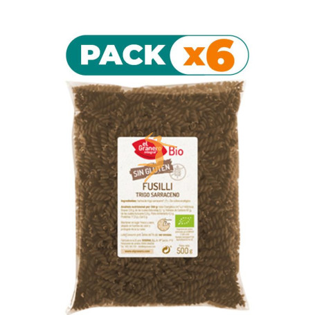 Pack 6x FUSILLI DE TRIGO SARRACENO SIN GLUTEN BIO 500Gr. EL GRANERO
