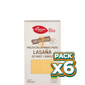 Pack 6x LAMINAS LASAÑA SIN GLUTEN BIO 250Gr. GRANERO