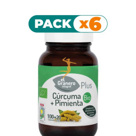 Pack 6x CÚRCUMA + PIMIENTA BIO 120 CÁPSULAS EL GRANERO