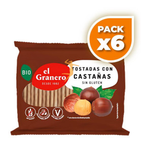 Pack 6x TOSTADAS DE ARROZ INTEGRAL Y CASTAÑA BIO 95Gr GRANERO