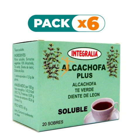 Pack 6x ALCACHOFA PLUS SOLUBLE 20 SOBRES INTEGRALIA