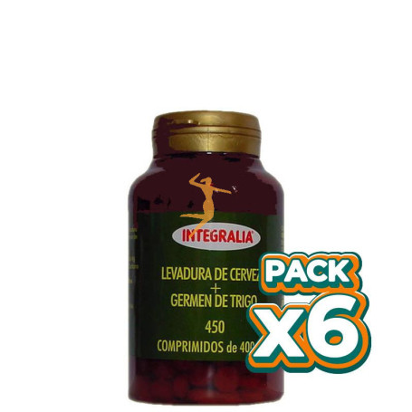 Pack 6x LEVADURA DE CERVEZA Y GERMEN DE TRIGO 450 COMPRIMIDOS INTEGRALIA