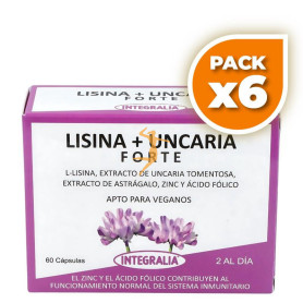 Pack 6x LISINA + UNCARIA FORTE 60 CÁPSULAS INTEGRALIA