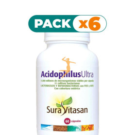 Pack 6x ACIDOPHILUS ULTRA 11.000M.+FOS+AOS 60 CÁPSULAS SURA VITASAN
