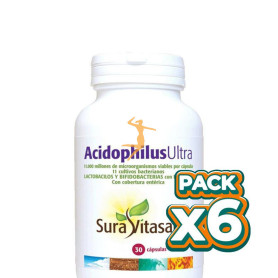 Pack 6x ACIDOPHILUS ULTRA 11.000M.+FOS+AOS 30 CÁPSULAS SURA VITASAN