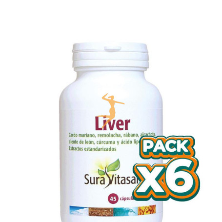 Pack 6x LIVER 650Mg. 45 CAPSULAS SURA VITASAN